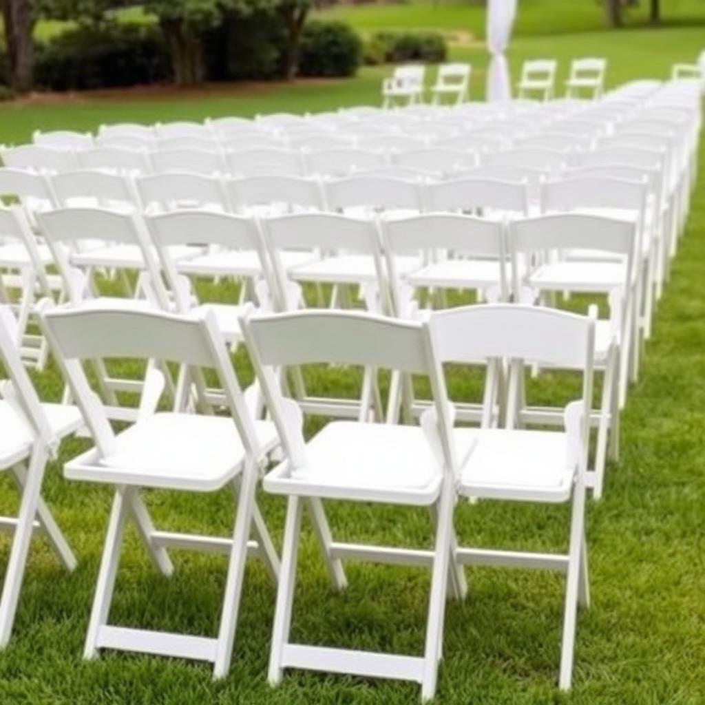 Rows of folding chairs set up for a ceremony in Berkeley County WV